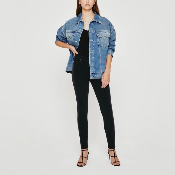 AG Farrah Skinny Ankle High-Rise Cords Midnight Black - Picture 1 of 7